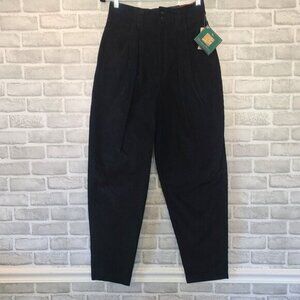 Vtg Hunters Run High Waisted Black Corduroy Pants NOS Tapered Pleated 12 Preppy